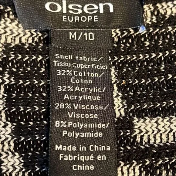 Olsen Europe Black White Patterned Cardigan Size M  10  - Picture 14 of 14
